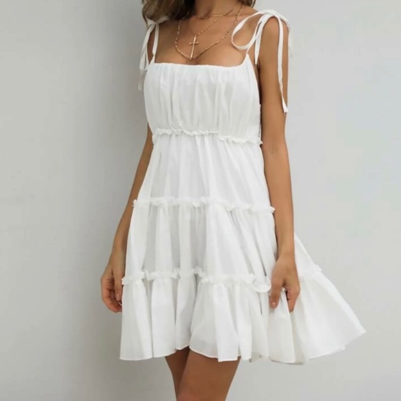 short white boho dress